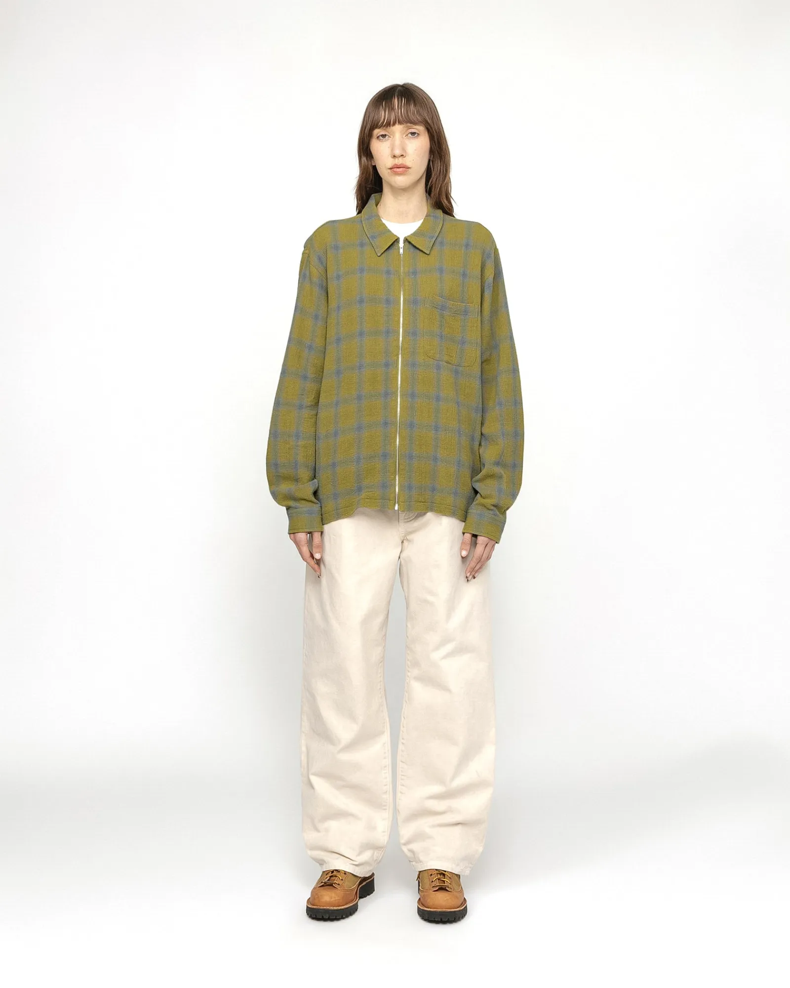 Shirts>Stüssy ZIP SHIRT TWISTED YARN PLAID Green